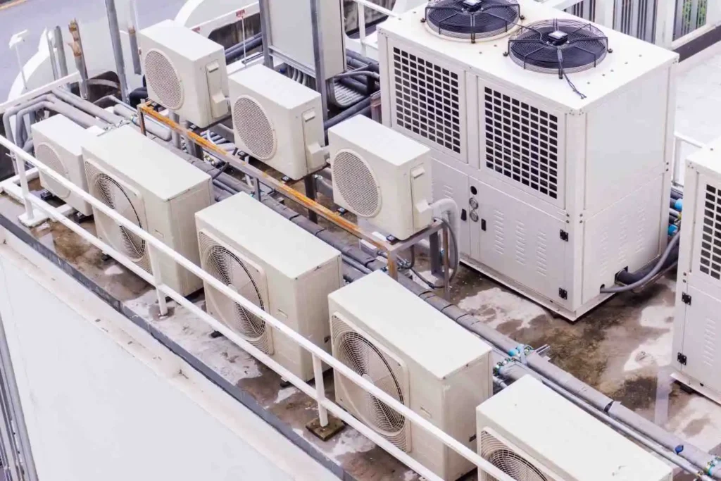 Role Air Purifiers Play Within Modern HVAC Systems shown through commercial HVAC units supporting cleaner indoor air quality