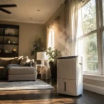 Portable white unit operating in a living room near a window, addressing whether does a