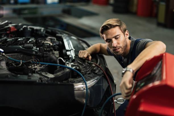 75 Degree AC service vehicle with professional technician in Houston