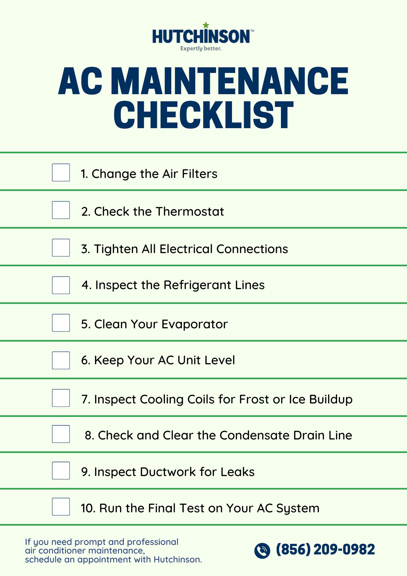 AC maintenance technician completing checklist