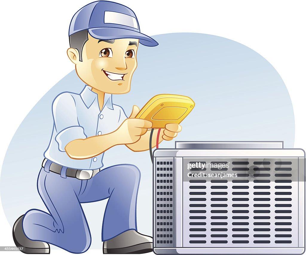 75 Degree AC technician diagnosing AC system