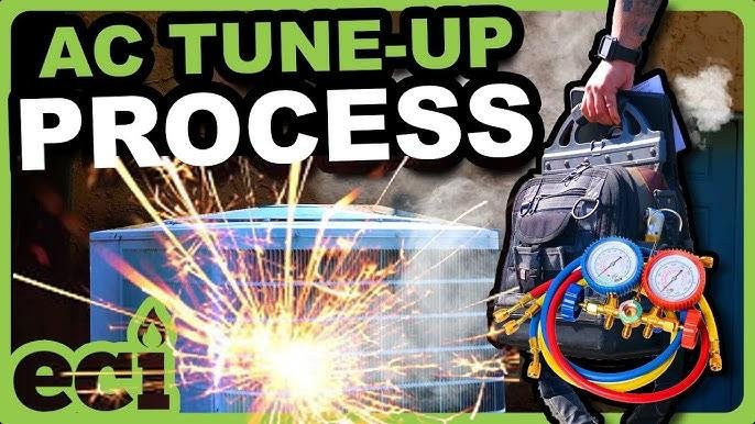 Step-by-step AC tune-up process being performed by Houston technician