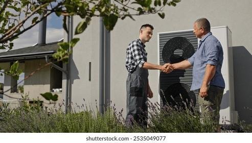 Houston homeowner discussing AC services with certified technician