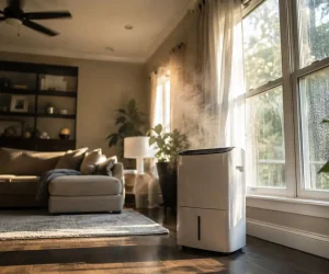 Portable white unit operating in a living room near a window, addressing whether does a