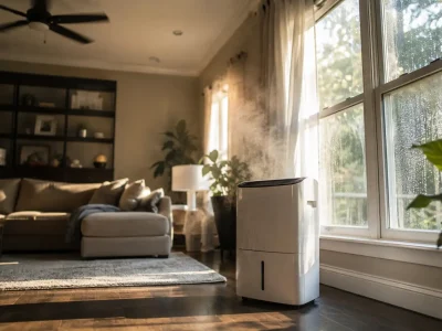 Portable white unit operating in a living room near a window, addressing whether does a