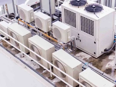 Role Air Purifiers Play Within Modern HVAC Systems shown through commercial HVAC units supporting cleaner indoor air quality