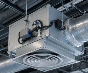 An installed variable air volume terminal unit explaining what is a vav in hvac systems.