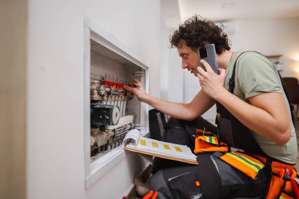 HVAC technician responding to emergency call at night