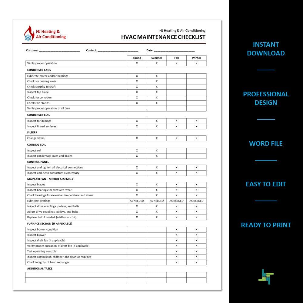 Annual heating system maintenance checklist