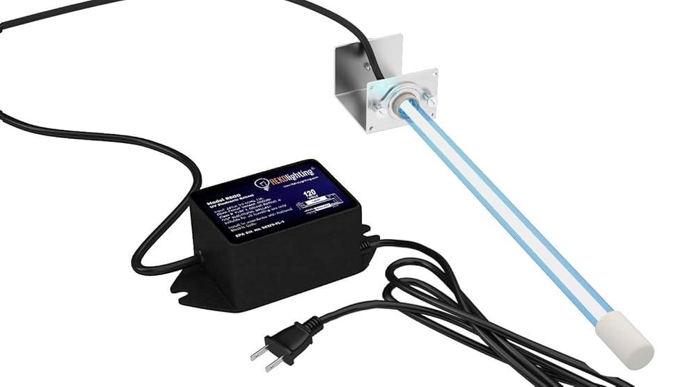 UV light system protecting AC coils from mold and bacteria